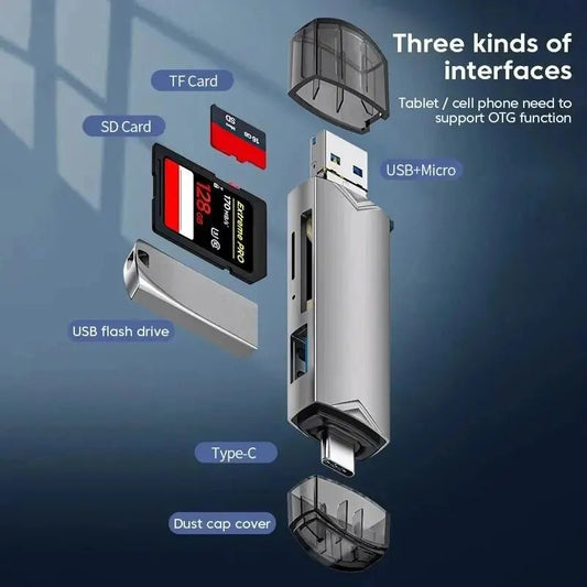 6 In 1 Multifunction Usb 3.0 Card Reader U Disk Type C/Micro Usb/Tf/Sd Flash Drive Memory Card Reading Adapter Phone Accessories - GadgetsPerformance