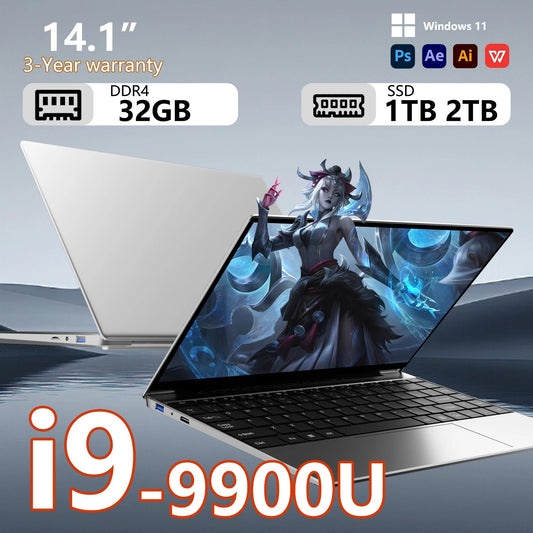 14.1 pouces Intel Core I9 9900U Windows 11 ordinateur portable 32GB DDR4 1 to 2 to SSD bureau ordinateur portable de jeu 1920*1080 HD - GadgetsPerformance