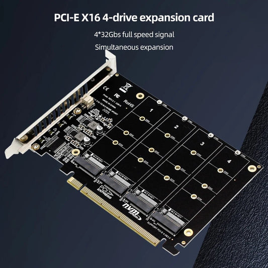 4 Port M.2 NVME SSD To PCIE X16 Adapter Converter Card Support 2230/2242/2260/2280 Host Controller Expansion Card LED Indicator - GadgetsPerformance
