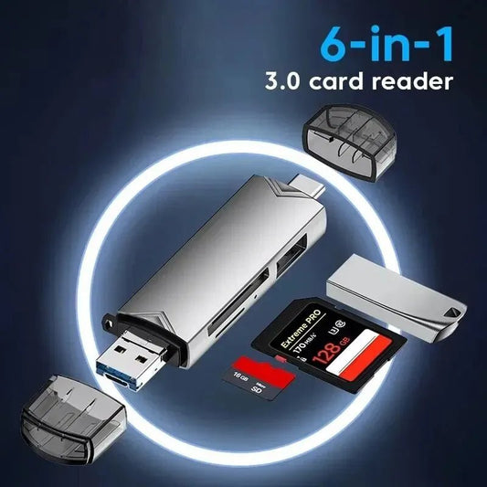 6 In 1 Multifunction Usb 3.0 Card Reader U Disk Type C/Micro Usb/Tf/Sd Flash Drive Memory Card Reading Adapter Phone Accessories - GadgetsPerformance