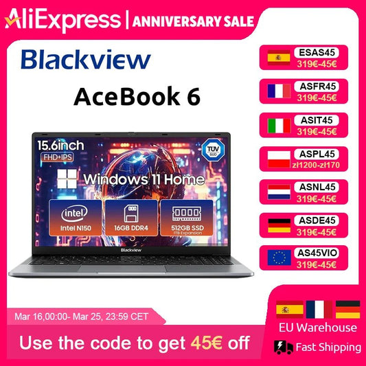 Blackview AceBook 6 15,6" FHD IPS Intel N150 16 Go RAM 512 Go SSD Windows 11 - GadgetsPerformance