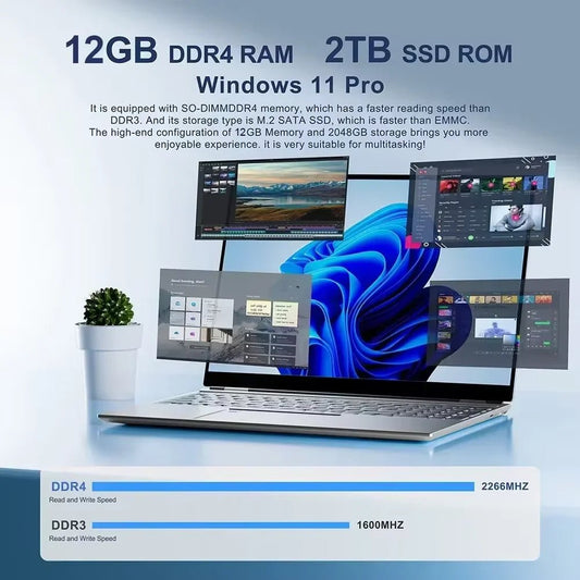 14.1 Ultra Slim Laptop: 12GB RAM, 2TB SSD, Windows11 - GadgetsPerformance